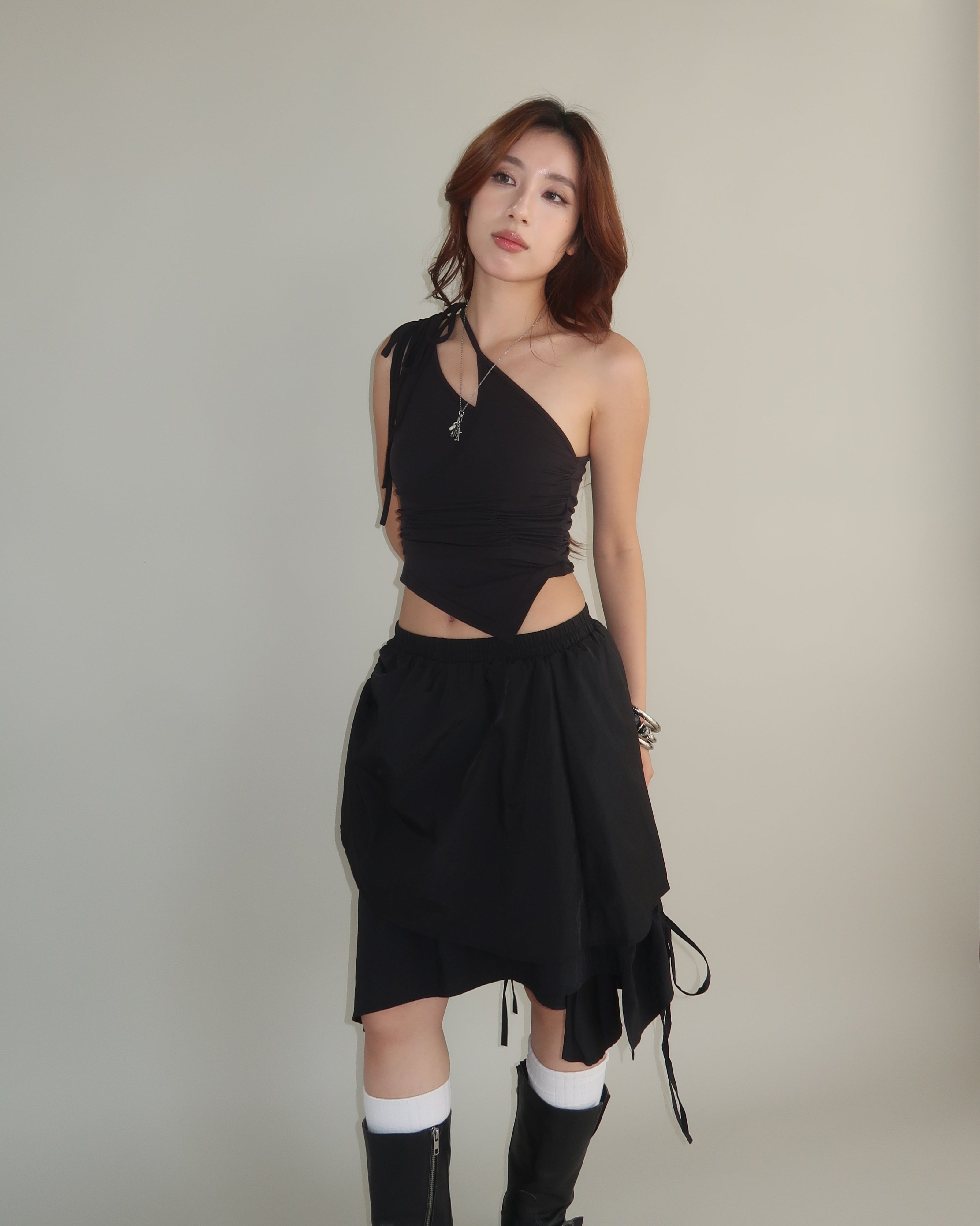 LAYERED HALTER SKIRT